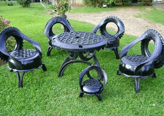Tire garden decor