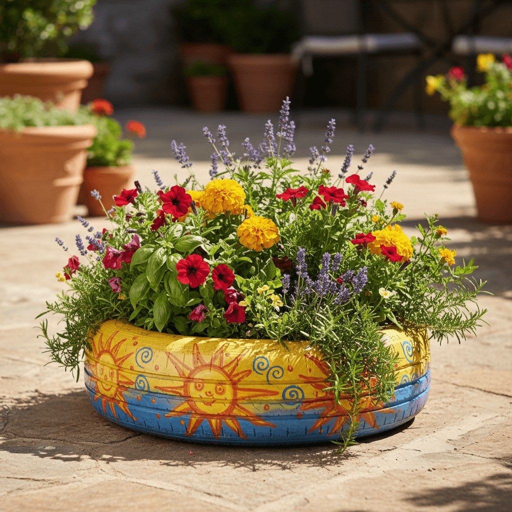 Upcycled Tire Planters